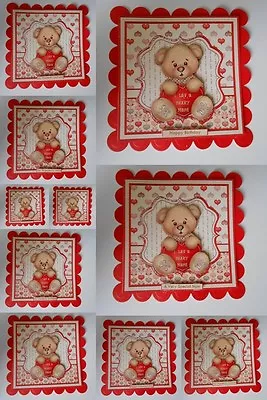  Pack 2 I Luv You Beary Much Embellishment Toppers For Cards Or Crafts 10 Themes • £1.25