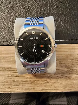 Gucci G Timeless 40mm Black Dial Quartz Watch Date Stainless Steel - VWG 325504 • $350