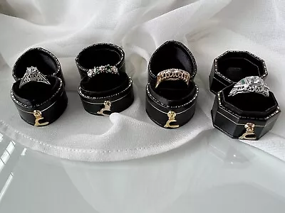 Vintage Victorian Antique Style Ring Box Heart Oval Or Octagon Black And Gold • $34.99