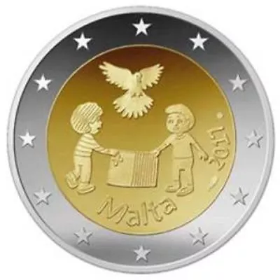 2017 Malta € 2 Euro Uncirculated UNC Coin From Children In Solidarity: Peace • $8.95