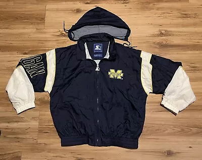 Vintage 90s Starter Michigan Wolverines Windbreaker Jacket Mens Large NWOT • $64.99