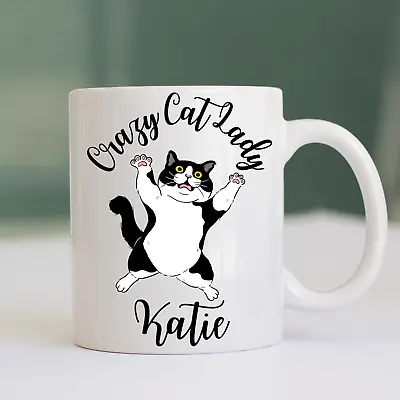 Funny Novelty Crazy Cat Lady Mugs Coffee Tea Mug Birthday Gift • £6.99