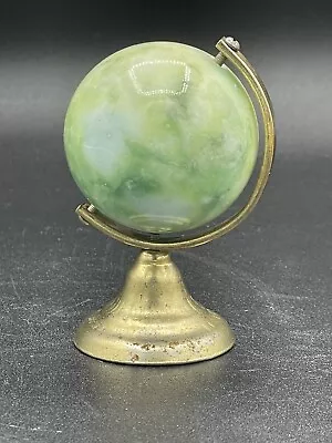 Vintage Marble World Globe Earth Paperweight Spinner Miniature 3” • $16