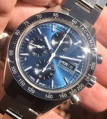 Louis Erard Sportive Chronograph Swiss Valjoux Automatic Rare Blue Dial 44mm • £1604.54