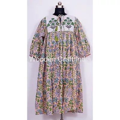 Floral Indian Cotton Dress Long And Midi Dress Hand Block Print Cotton Dress • $43.34