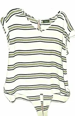£3 • Buy Yessica Ladies White And Brown Stripe Tie Front Top Uk Size Medium Eu 38