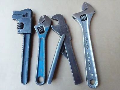Vintage Adjustable Spanners Wrenches X4 Joblot Old Tools • £10