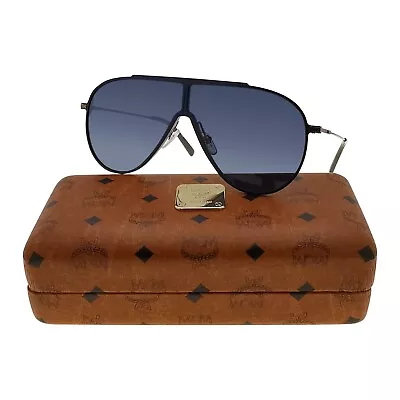 MCM München Navigator Sunglasses MCM 502S 423 Satin Matte Blue Monogram Case NEW • $89.96