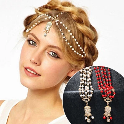 £3.23 • Buy Boho Forehead Headpiece Forehead Jewelry Beaded Head Chain For Party Birthday