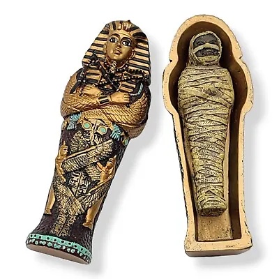 Resin Egyptian King Tutankhamun Tut Sarcophagus Coffin Box W/ Mummy Figurine 4  • £28.94