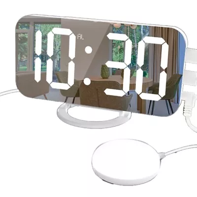 1Set LED Vibration Alarm Clock Multifunctional Mute Bedside Luminous White U8K9 • £18.91