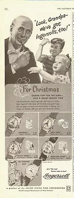 1952 Vintage Ad For Ingersoll Watches~A Grandpa/children/Christmas • $7.30