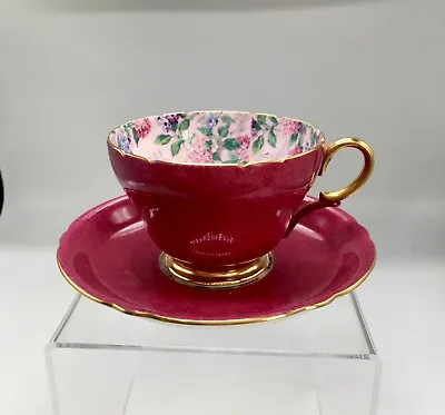 VERY RARE Shelley England Chintz “Pink Summer Glory” Signed Teacup & Saucer • $120