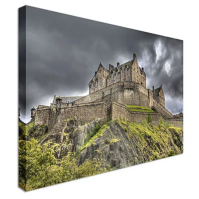 Edinburgh Castle Rainclouds Landscape Canvas Wall Art Picture Print • £29.99