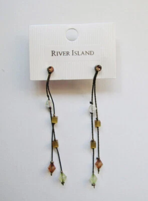 £1.99 • Buy River Island Earrings Fashion Costume Stud Brown Jewellery Boho Chic UK SELLER