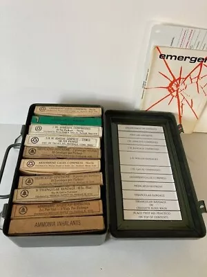 Vintage Metal Military First Aid Kit  W/ CONTENTS • $27