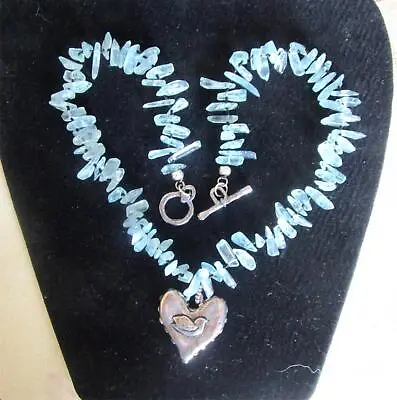 Jes MaHarry Aquamarine Crystal Necklace With Sterling Silver Peace Charm • $1650