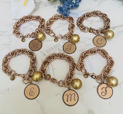 John Wind Sorority Gal Rose Gold Initial Cotton Pearl Bracelet (C E F H T) • $31.60