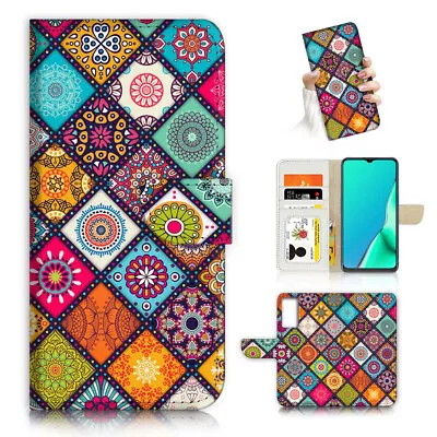$13.99 • Buy ( For Oppo A57 / A57S ) Wallet Flip Case Cover AJ23358 Abstract Mandala