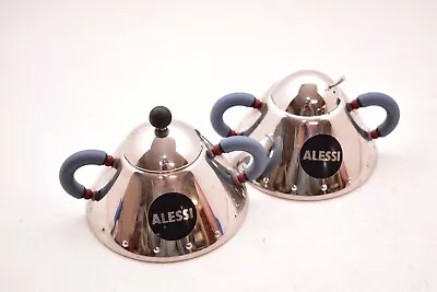 ALESSI Alessi Sugar Bowl & Creamer Michael Graves Blue Handles NO SPOON • $138.60