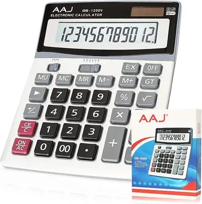 £12.18 • Buy AAJ 12 Digit Desk Calculator Jumbo-Large Buttons-12 Digits-Large Eye Angled Dis