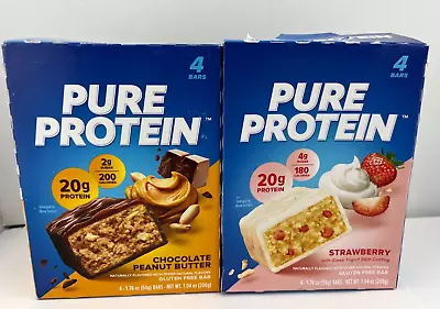 Pure Protein Bar CHOCOLATE PEANUT BUTTER & STRAWBERRY 4ct Each - 8 Bars Total • $18.99