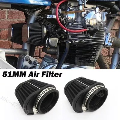 51mm Black Air Intake Filter Cleaner Pod For Yamaha V Star 1100 XVS1100 Custom • $15.03