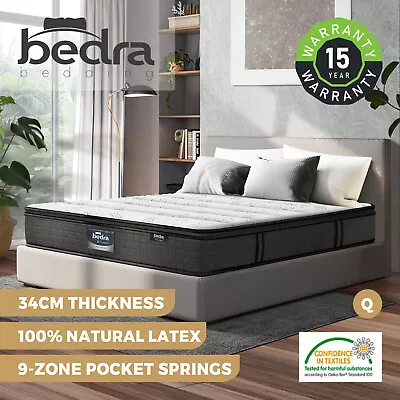 Bedra Queen Mattress 9 Zone Latex Foam Pocket Spring Medium Firm 34cm • $309.90