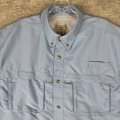 L.L Bean Fishing Shirt Mens Size Large Blue Button-Down Short Sleeve Vented • $14.99