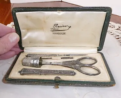 Antique French Sewing Kit Tools Vintage Couture • $220