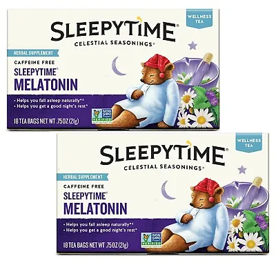 Celestial Seasonings SLEEPYTIME MELATONIN Wellness Tea 18 Bags 2 Boxes APR 2025 • £13.91