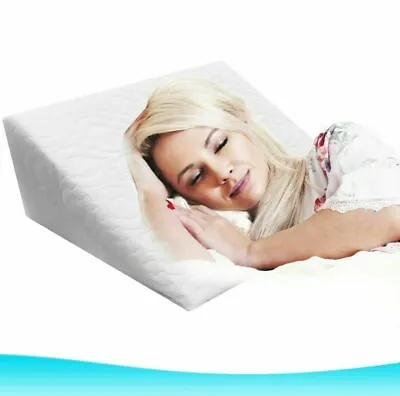 Large Acid Reflux Flex Foam Support Bed Wedge Pillow Removable Zip Quilted Cover • £14.99
