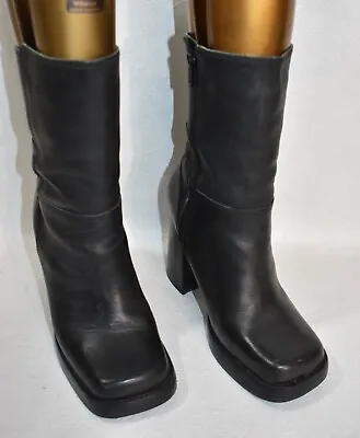 Candies Boots Black Platform Size 8.5  Leather Vintage • $159.99