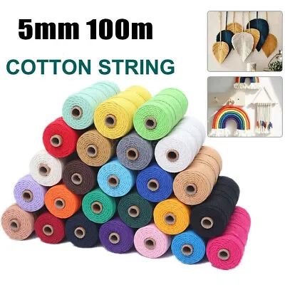 HOT 5mm Natural Cotton String Twisted Cord Craft Macrame Artisan Rope Weaving AU • $16.75