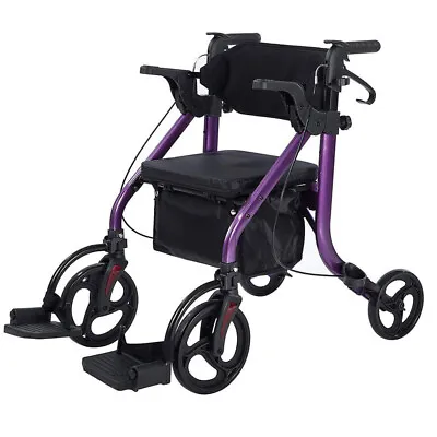 Deluxe OEM ELENKER Medical Rollator Walker Stand Up Rolling Mobility Aid Purple • $105.99