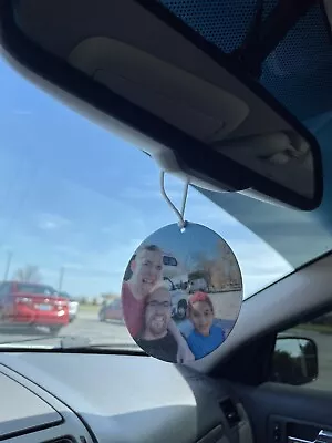 Custom Rear View Mirror Hanging Picture Photo Car Air Freshener Freshie • £7.74