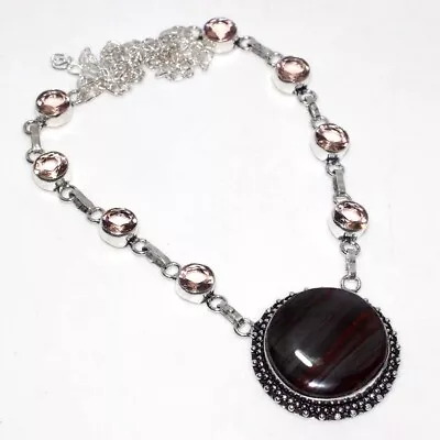 925 Silver Plated-Iron Tiger Eye Morganite New Arrival Necklace Jewelry 20  Y964 • $6.49