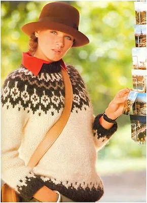 Ladies’ Chunky Icelandic Fair Isle Yoke Sweater KNITTING PATTERN 10047 • £3.75