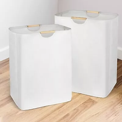 2 Pack Laundry Hampers - Large Collapsible Laundry Basket With Easy Carry Wooden • $42.79