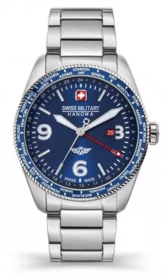 Swiss Military Hanowa Swiss Made Mens Watch CITY HAWK GMT Dual Time SMWGH2100905 • $342