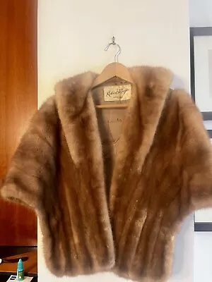 Vintage Robert Magee Womens Brown Lined Mink Fur Open Front Cape • $30