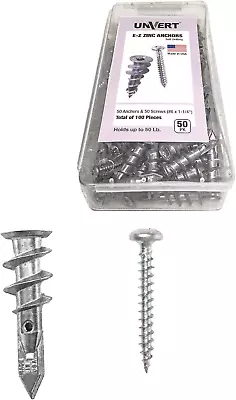 E-Z Ancor Kit 50 Zinc Self Drilling Drywall Anchors With 50 Phillip Screws #8 X • $30.99