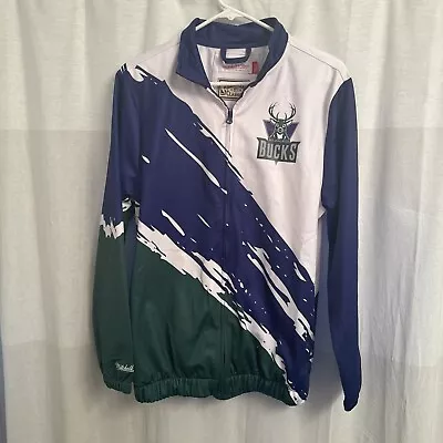 MITCHELL & NESS NBA PAINTBRUSH WINDBREAKER Milwaukee Bucks Youth Large Sold Out! • $64.99