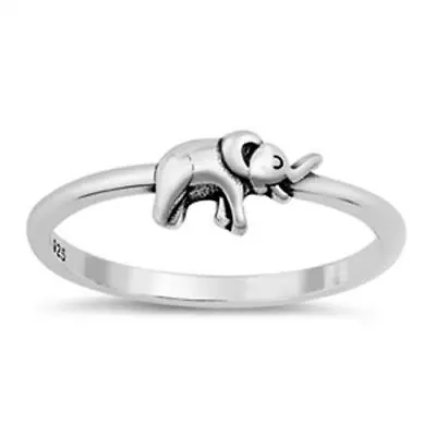 .925 Sterling Silver Elephant Midi Cute Knuckle Thumb Band Ring Sizes 4-10 NEW • $11.65