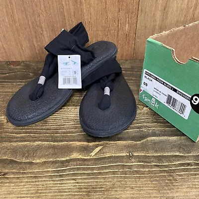 Sanuk Women’s Yoga Mat Sling Black Sandal Flip Flops Size 9 NEW • $12.50