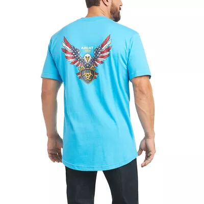 Ariat Men's Rebar Cotton Strong American Raptor Turq. T-Shirt 10035384 • $18.97
