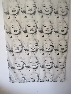 MARILYN MONROE's Face/ Black Illustration/large Oblong White Silk Chiffon Scarf • $50