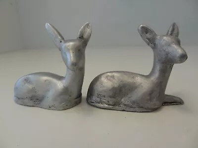 Old Mongolian Hand Made Cast Aluminum Pair Of Deer Fawn Figurines • $39.99