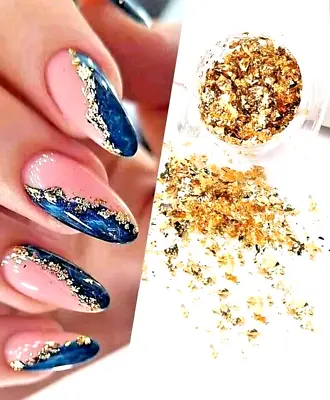 2x Pots Nail Art Foil Leaf Flakes Gold Pot And Silver Foils Nails Decoration UK • £1.99