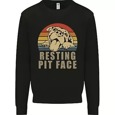 Resting Pit Bull Face Funny Dog Puppy Mens Sweatshirt Jumper • $26.13